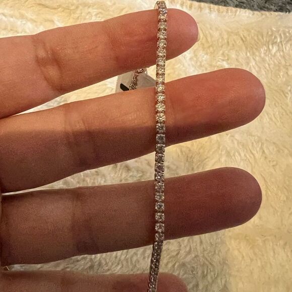 NEW BaubleBar Gold Crystal Baguette Collar Necklace Minimalist - Picture 2 of 10